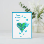 Rainboweart en vlinder briefkaart (Staand voorkant)