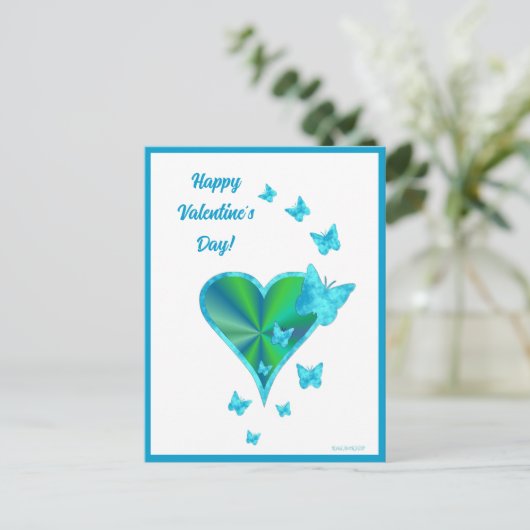 Rainboweart en vlinder briefkaart (Staand voorkant)