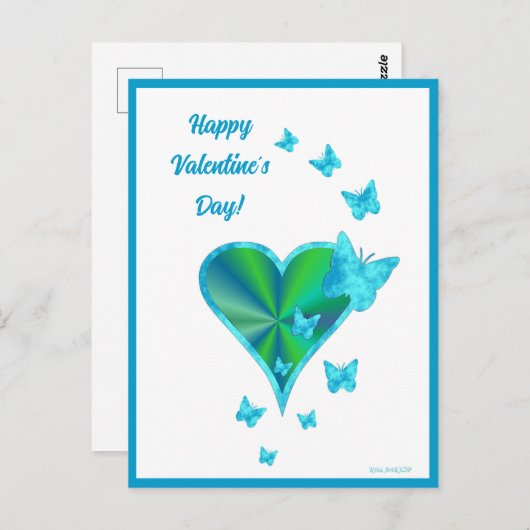 Rainboweart en vlinder briefkaart (Voorkant / Achterkant)