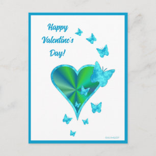 Rainboweart en vlinder briefkaart