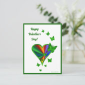 Rainboweart en vlinder briefkaart (Staand voorkant)