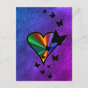 Rainboweart en vlinder briefkaart