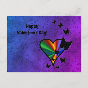 Rainboweart en vlinder briefkaart