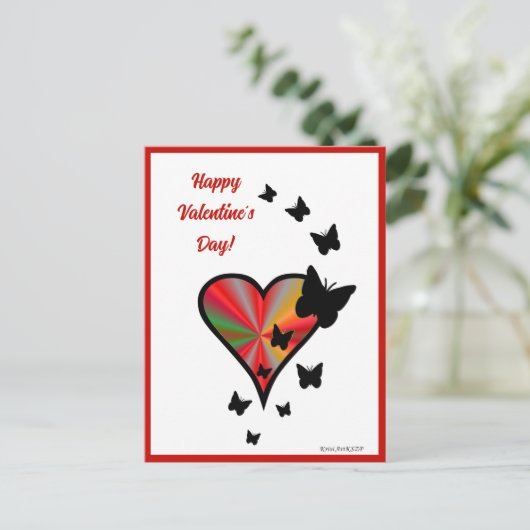 Rainboweart en vlinder briefkaart (Staand voorkant)