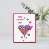 Rainboweart en vlinder briefkaart (Staand voorkant)