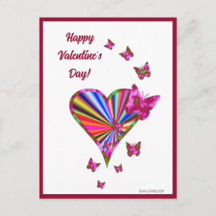 Rainboweart en vlinder briefkaart