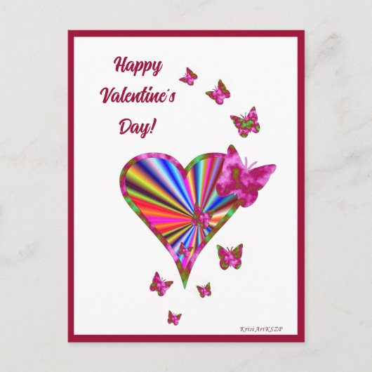 Rainboweart en vlinder briefkaart (Voorkant)