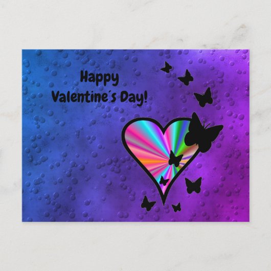 Rainboweart en vlinder feestdagenkaart (Voorkant)