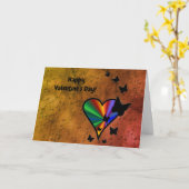 Rainboweart en vlinder kaart (Gele Bloem)