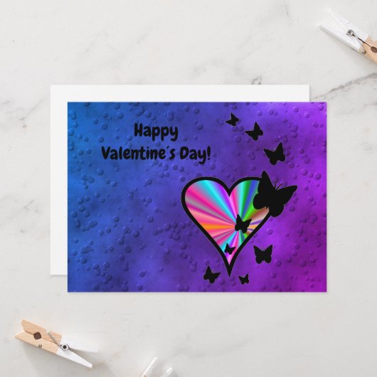 Rainboweart en vlinder kaart (Voorkant / Achterkant in situ)