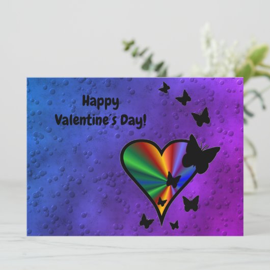 Rainboweart en vlinder kaart (Staand voorkant)