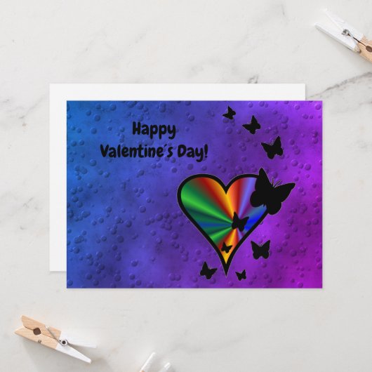 Rainboweart en vlinder kaart (Voorkant / Achterkant in situ)