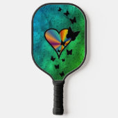 Rainboweart en vlinder pickleball paddle (Achterkant)