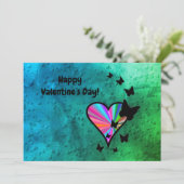 Rainboweart en vlinder save the date (Staand voorkant)