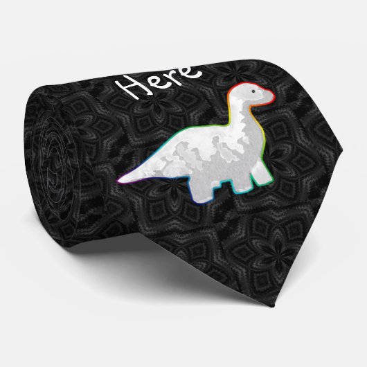 Rainbowed White Dino Stropdas (Opgerold)