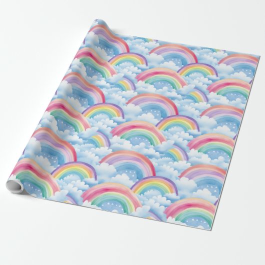 Rainbows and Clouds Cadeaupapier (Uitgerold)