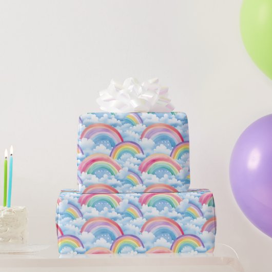 Rainbows and Clouds Pattern Cadeaupapier (Feestgeschenken)