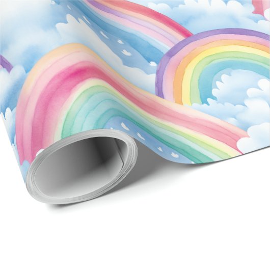 Rainbows and Clouds Pattern Cadeaupapier (Rol Hoek)