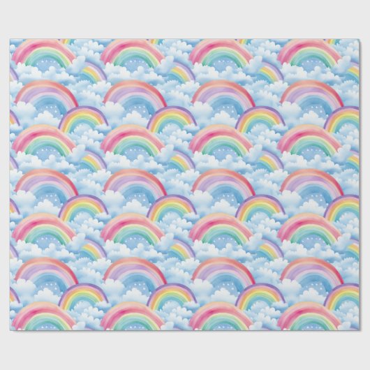  Rainbows and Clouds Pattern Cadeaupapier (Vlak)