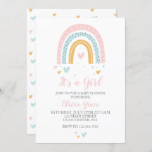 Rainbows and Hearts Girl Baby shower Pastel