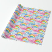  Rainbows and Rainbow Colored Clouds Cadeaupapier (Uitgerold)