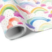  Rainbows and Rainbow Colored Clouds Cadeaupapier (Rol Hoek)