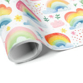  Rainbows and Rainbow Colored Flowers Cadeaupapier (Rol Hoek)