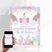 Rainbows and Unicorns Birthday Party Welcome Sign Poster