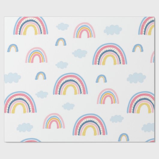 Rainbows Boho Pink Blue Yellow Fun Cute Cadeaupapier (Vlak)