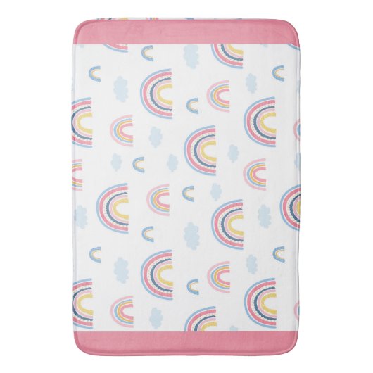 Rainbows Boho Pink Blue Yellow Fun Girly Badmat (Voorkant Verticaal)