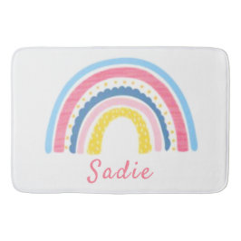 Rainbows Boho Pink Blue Yellow Name Cute Badmat