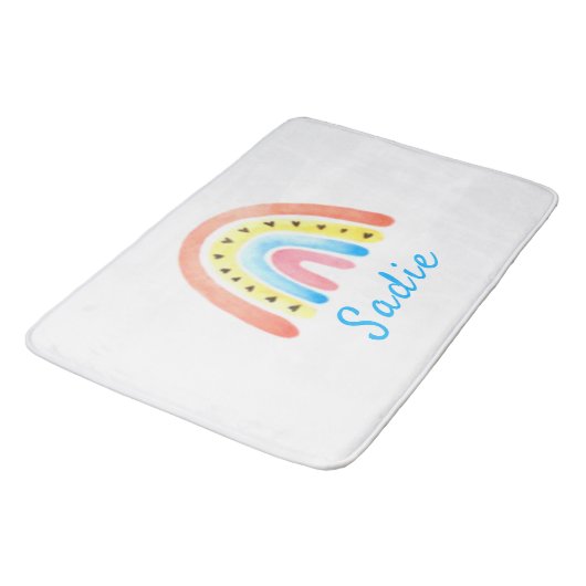 Rainbows Boho Pink Yellow Hearts Badmat (Gekanteld)
