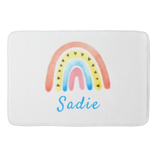 Rainbows Boho Pink Yellow Hearts Badmat (Voorkant)