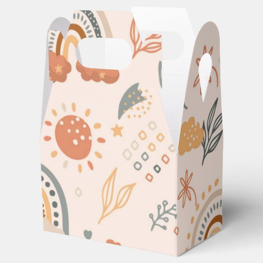 Rainbows Clouds Sun Pattern, Earth Tones Bedankdoosjes (Geopend)