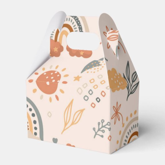 Rainbows Clouds Sun Pattern, Earth Tones Bedankdoosjes (Voorkant Zijde)