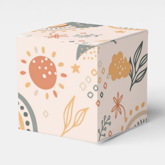 Rainbows Clouds Sun Pattern, Earth Tones Bedankdoosjes (Voorkant Zijde)