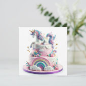 RAINBOWS & EENHOORNS KINDEREN VERJAARDAGSTAART KAART (Staand voorkant)