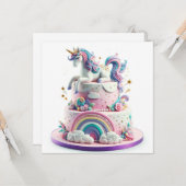 RAINBOWS & EENHOORNS KINDEREN VERJAARDAGSTAART KAART (Voorkant / Achterkant in situ)