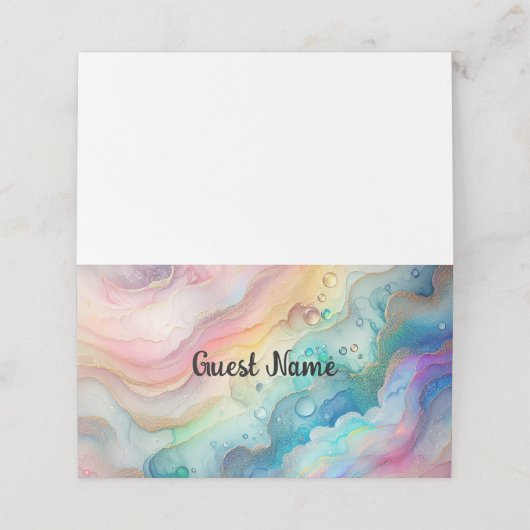 Rainbows en Bubbles Party Place Card Plaatskaartje (Buitenkant ongevouwen)