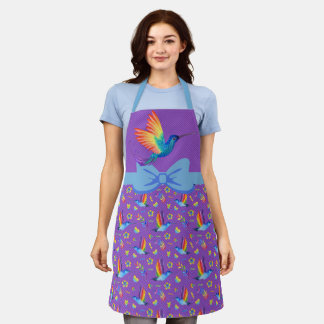 Rainbows en Love Humming Bird Apron in Eggplant Schort
