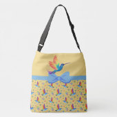 Rainbows en Love Humming Bird in Banana Crossbody Tas (Achterkant)