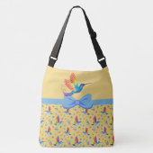 Rainbows en Love Humming Bird in Banana Crossbody Tas (Voorkant)