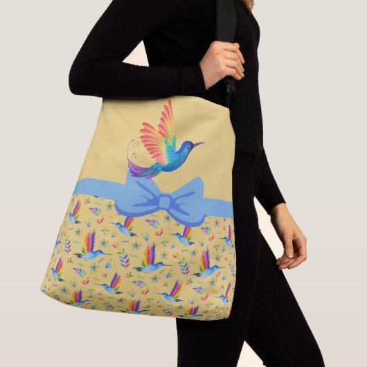 Rainbows en Love Humming Bird in Banana Crossbody Tas (Dichtbij)