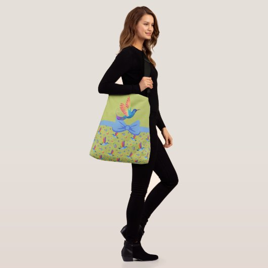 Rainbows en Love Humming Bird in Limoen Crossbody Tas (Op model)
