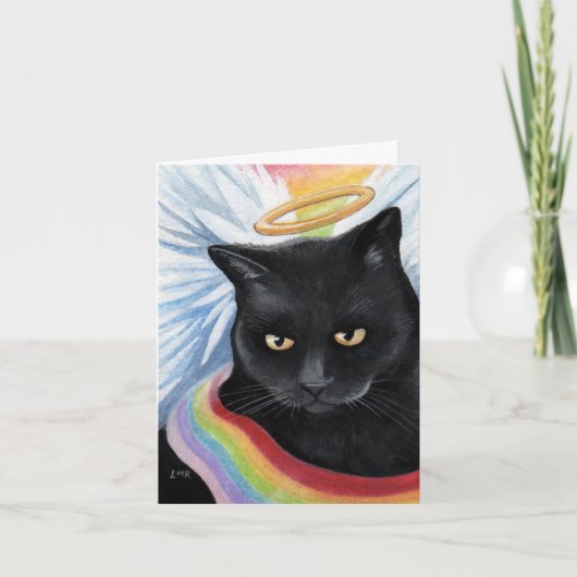 Rainbow's End Angel Cat Painting Note Kaart (Voorkant)