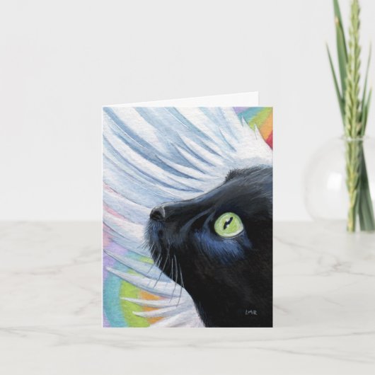 Rainbow's End Angel Cat Painting Note Kaart (Voorkant)