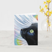 Rainbow's End Angel Cat Painting Note Kaart (Gele Bloem)