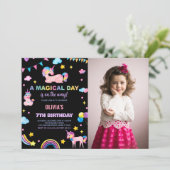 Rainbows Flags Unicorn Verjaardag Uitnodigingen Fo (Staand voorkant)