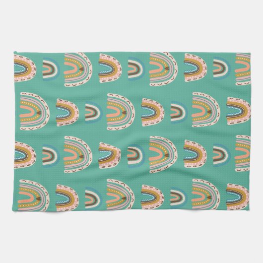 Rainbows hand-getekende doodle style Boho Scandi Theedoek (Horizontaal)