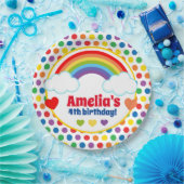 Rainbows harten en Stippen meisjes Papieren Bordje (Feest)